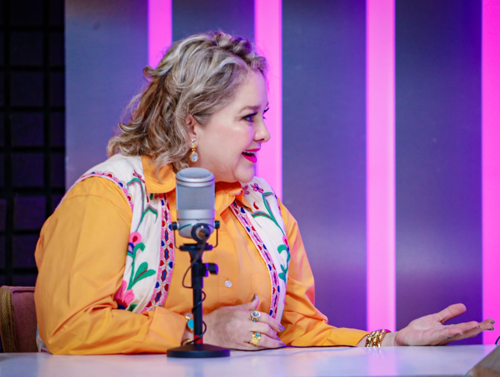 Eneyda Rocha Ruiz, presidenta del sistema DIF Sinaloa, en entrevista con Luis Alberto Díaz