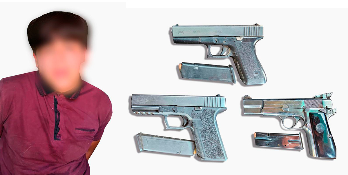 Aseguran a un hombre con tres armas en la carretera Quilá-Eldorado al sur de Culiacán.
