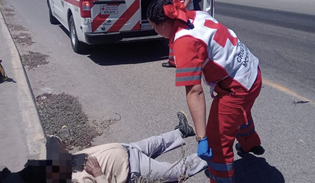 Adulto mayor resulta herido tras ser atropellado sobre la carretera México 15, en Guasave