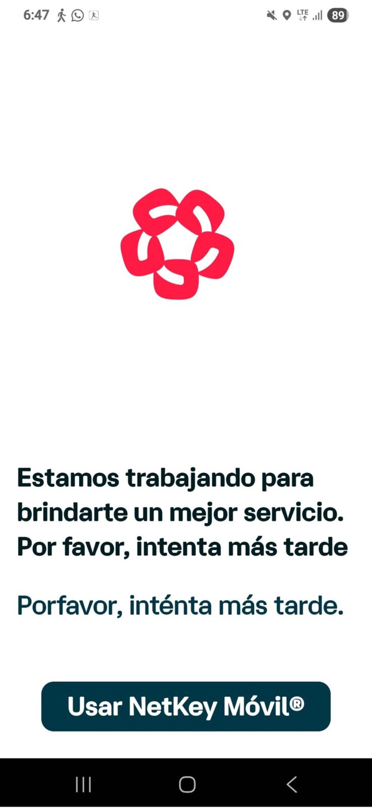 Falla en la app de Banamex