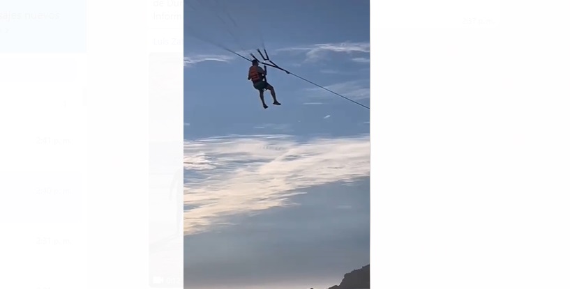 Sale a la luz, video de cómo un joven cae de un paracaídas en Mazatlán